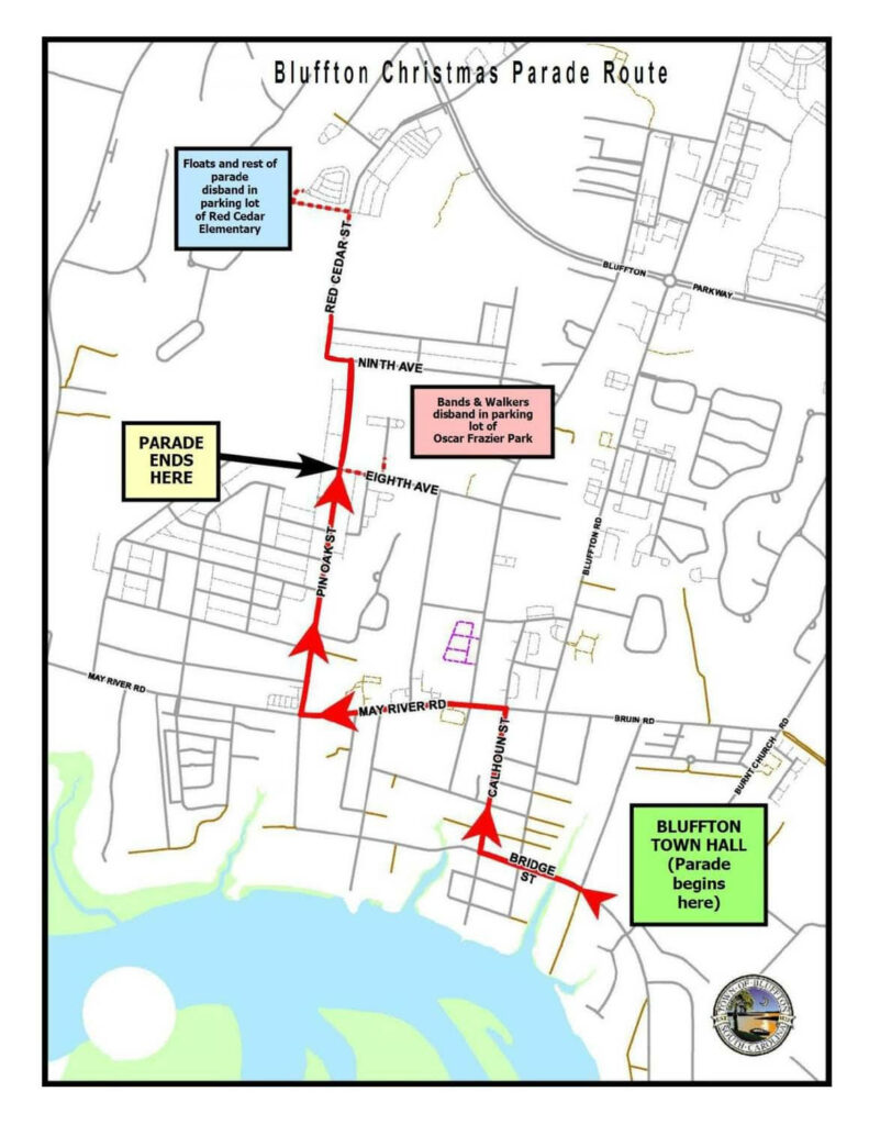 Bluffton Parade Route for 2023