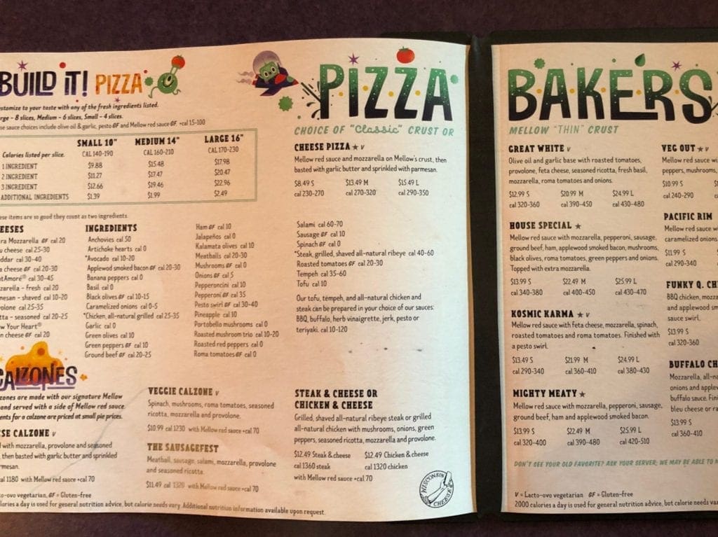 Menu Mellow Mushroom